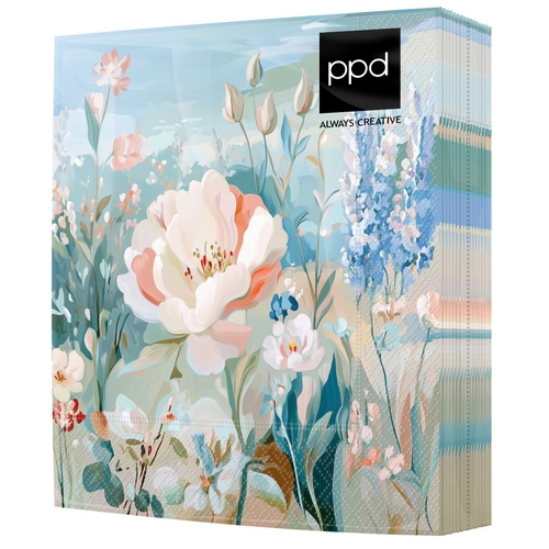 20 Servietten Quo vadis - Softes Blumenbild 33x33cm