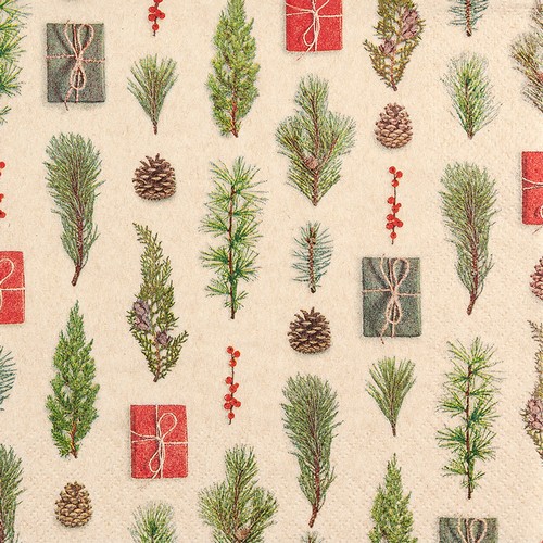 20 Servietten aus Recycling-Papier Gifts and Branches eco - Geschenke und Zweige 33x33cm