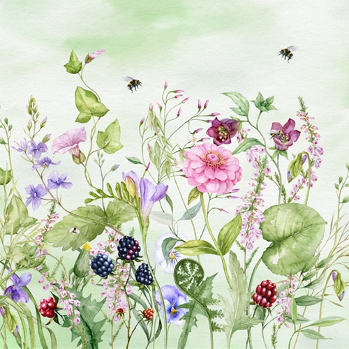 20 Servietten Verano en el Jardin - Zauberhafte Wildblumenwiese 33x33cm