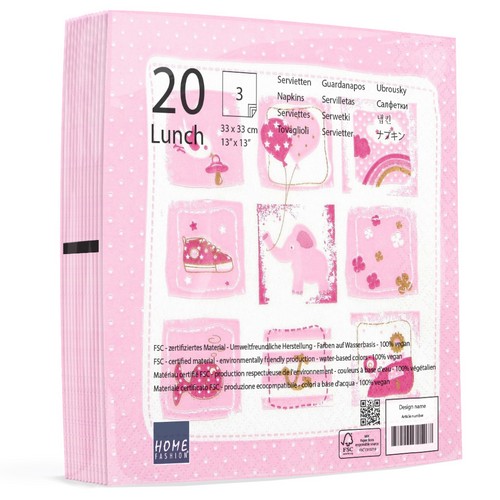 RP 20 Servietten Little One rose - Baby Momente rosa 33x33cm