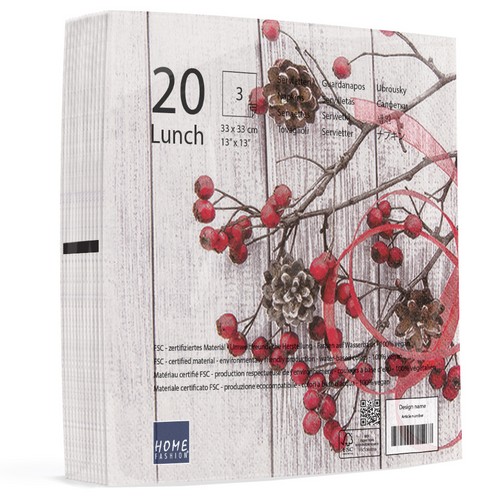 20 Servietten Cottage Rosehip - Natur auf Holz 33x33cm