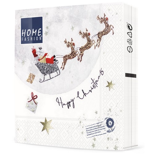 20 Servietten Santa`s Ride - Santa fliegt mit dem Schlitten 33x33cm