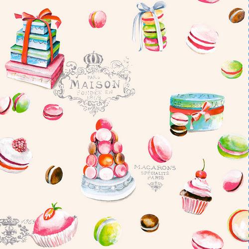 20 Servietten Macarons beige - Leckereien in allen Formen beige 33x33cm