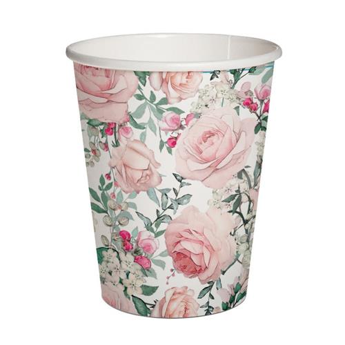 10 Pappbecher Georgeous Roses - Wunderschöne Rosen 250ml Ø5,5-8cm, H9cm