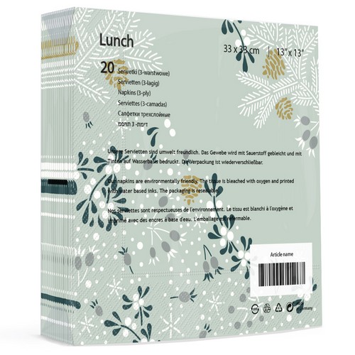 20 Servietten Frosty Floral - Frostige Symbole 33x33cm