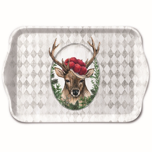 Tablett klein Deer in Frame - Schwarzwald-Hirsch im Rahmen 20,8x13,6cm