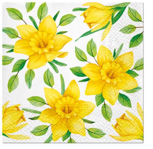 20 Servietten Daffodils in Bloom - Gelbe Narzissenblüten 33x33cm