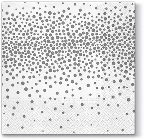 RP 20 Servietten Confetti silver - Konfetti silber 33x33cm