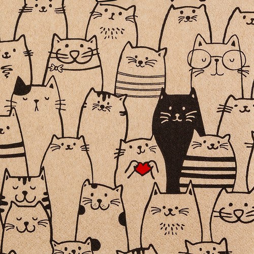 20 Servietten aus Recycling-Papier Comic Cats - Katzen im Comic-Stil 33x33cm