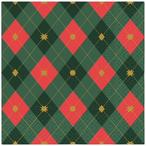 20 Servietten Christmas Argyle - Karomuster weihnachtlich 33x33cm