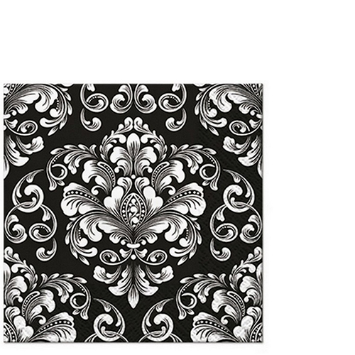 RP 20 Cocktailservietten Beautiful Moments black - Florale Ornamente schwarz 25x25cm