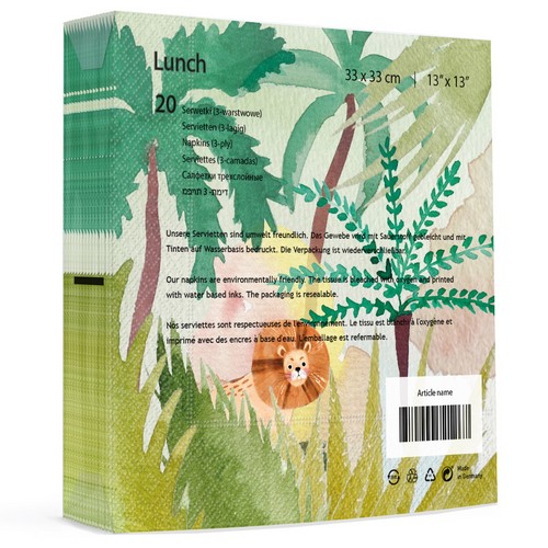 20 Servietten Jungle Beat - Niedlicher Löwe im Dschungel 33x33cm