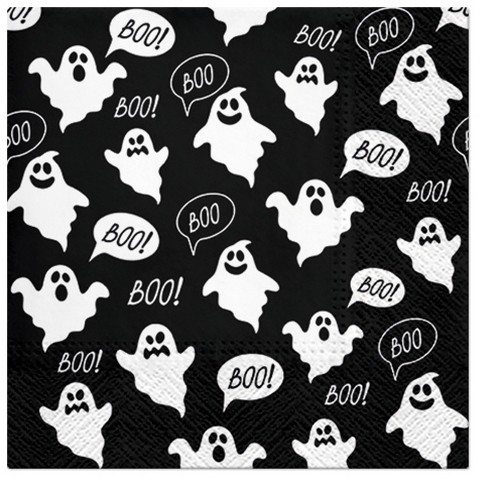20 Servietten Boo black - Gespenster 33x33cm