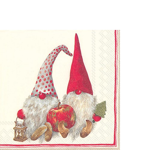 20 kleine Cocktailservietten Friendly Tomte 25x25cm