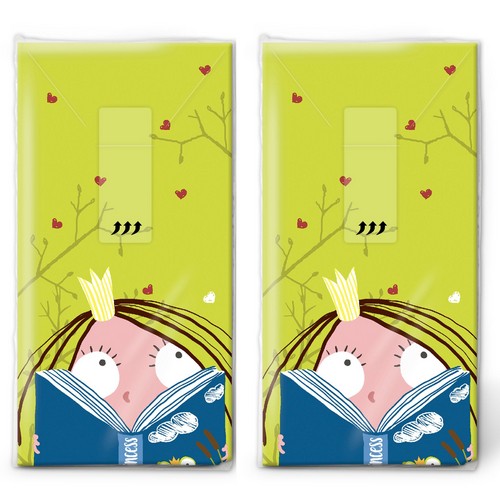 2x 10 Taschentücher Princess - Prinzessin hinter Buch