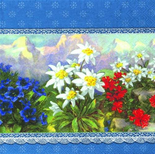 20 Servietten Alpenglühen blue - Alpennatur blau 33x33cm