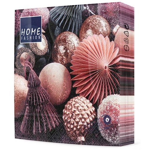20 Servietten Mauve Baubles - Weihnachtsschmuck modern 33x33cm