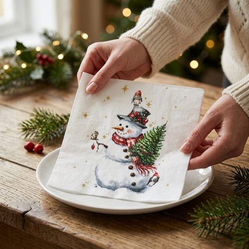 20 Servietten Cute Snowman - Schneemann und Freunde 33x33cm