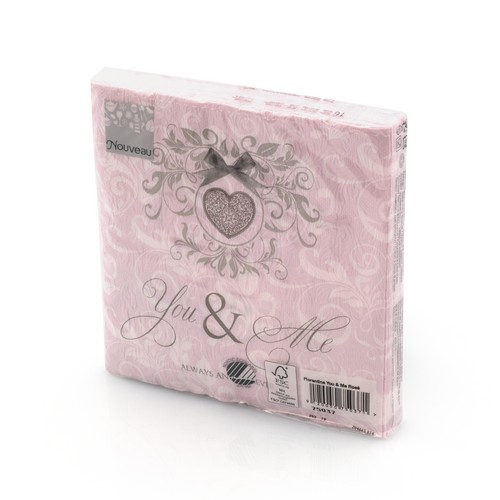 16 Servietten geprägt You and Me rose 33x33cm