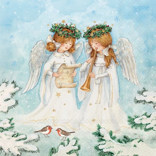 20 Servietten Angel Musicians - Engel-Chor im Himmel 33x33cm