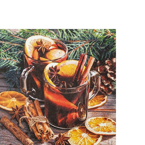20 kleine Cocktailservietten Glogg - Glühwein frisch zubereitet 25x25cm