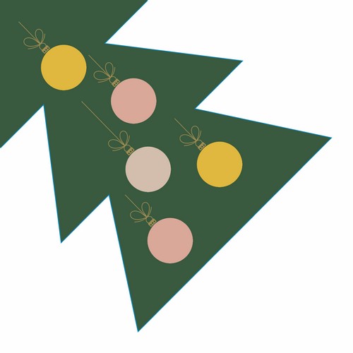 12 Servietten gestanzt 3D Xmas Tree - Weihnachtsbaum mit Kugeln 33x33cm