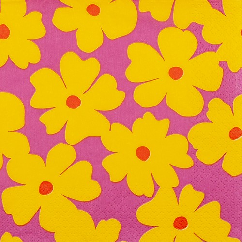 20 Servietten Floral Pop Art yellow - Blütenkunst gelb 33x33cm
