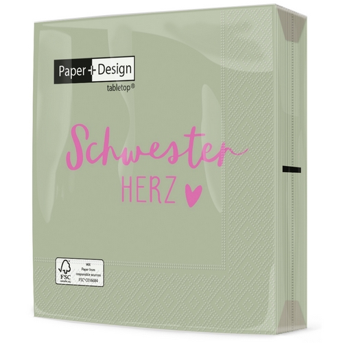 20 Servietten Schwester herz - Schwester, die Beste 33x33cm