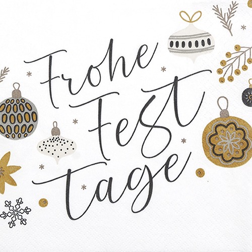 20 Servietten Frohe Festtage weiß - Frohe Festtage weiß 33x33cm