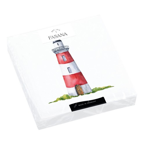 20 Servietten Lighthouse - Einzelner Leuchtturm auf weiß 33x33cm