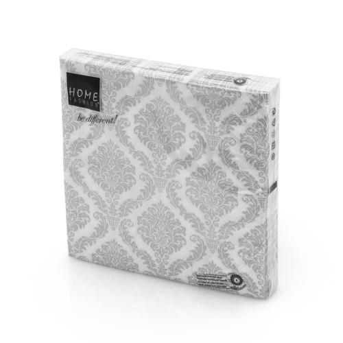 20 Servietten Elegant silver - Muster silber 33x33cm