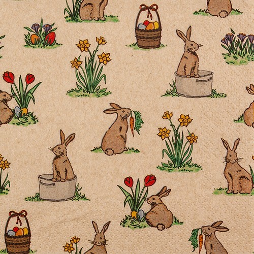 20 Servietten aus Recycling-Papier Little Rabbits eco - Niedliche Hasen überall 33x33cm