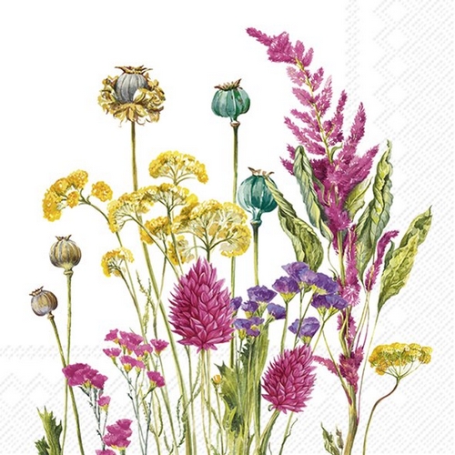 20 Servietten Evergreen - Bunte Naturwiese mit Gräser 33x33cm