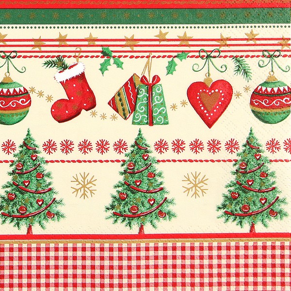 20 kleine Cocktailservietten Traditional Christmas - Weihnachten mit Tradition 25x25cm