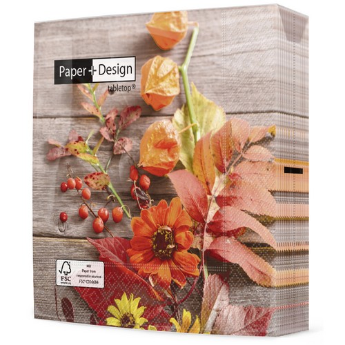 20 Servietten Fruity Florals - Herbstfrüche an Blätter 33x33cm