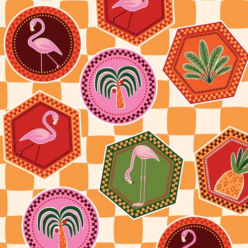 20 Servietten Cabana mix - Tropischer Mix auf Quadrate 33x33cm