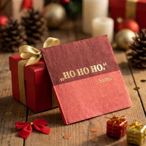 20 Servietten HO HO HO - von Santa rot 33x33cm