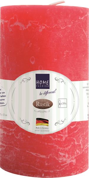 Kerze Stumpen Rustik red - rot Ø 7cm, Höhe 12cm