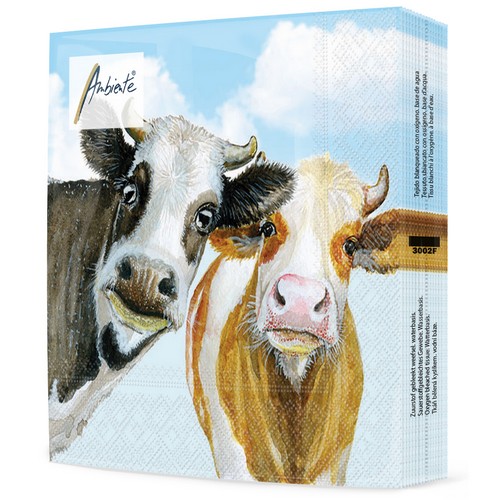 20 Servietten Alma and Bella - Neugierige Kühe 33x33cm