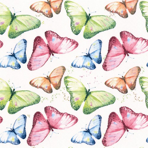 20 Servietten Farfalle Felici - Überall farbige Schmetterlinge 33x33cm