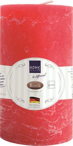 Kerze Stumpen Rustik red - rot Ø 7cm, Höhe 12cm
