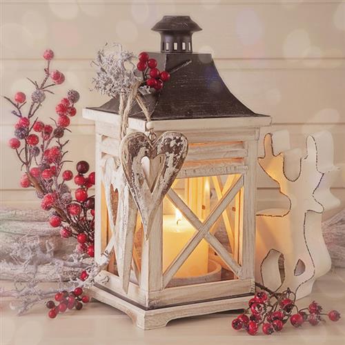 AV 20 Servietten Romantic Winter - Holzlaterne 33x33cm