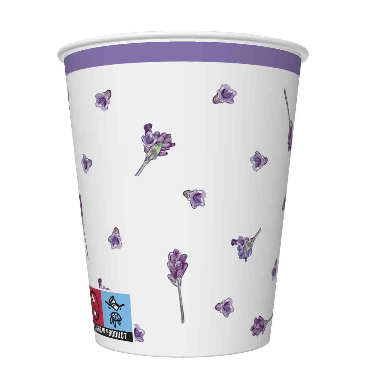 8 Pappbecher Lavender Wreath - Lavendelkranz 250ml Ø5,5-8cm, H9cm