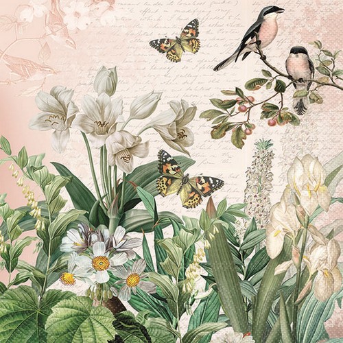 20 Servietten Flower Garden - Tiere im Blumengarten 33x33cm