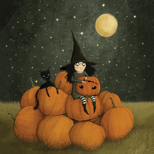 20 Servietten Pumpkin Carving - Hexe auf Kürbisse 33x33cm