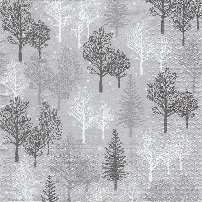 20 Servietten Tree Forest - Silberner Wald 33x33cm