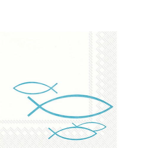 20 kleine Cocktailservietten Peaceful Fish turquoise - Fische festlich türkis 25x25cm