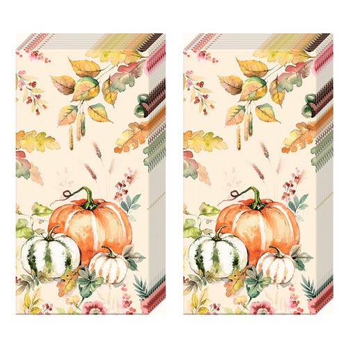 2x 10 Taschentücher Pumpkin Love - Kürbisse um Herbstblätter