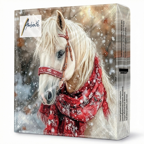 20 Servietten Mare - Pferd im Schneefall 33x33cm