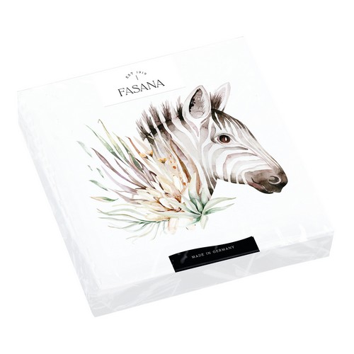 20 Servietten Tropical Zebra - Zebra an exotischen Blättern 33x33cm